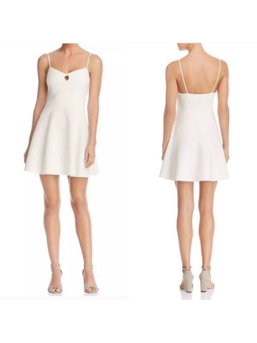 Likely Ivory Keyhole Front Fit and Flare Mini Dress